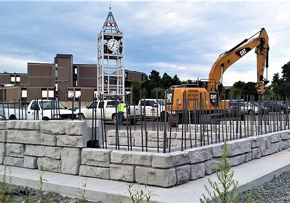 In progress photo of an intallation using J&R Precast Hollow Core Blocks